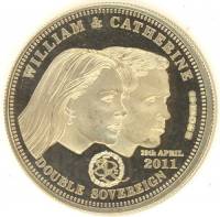 (№2011) Монета Тристан да Кунья 2011 год 2 Sovereign (Принц Уильям и Кэтрин)
