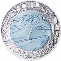 (011) Монета Австрия 2013 год 25 евро "Строительство тоннеля"  Биметалл (Серебро - Ниобиум)  BU