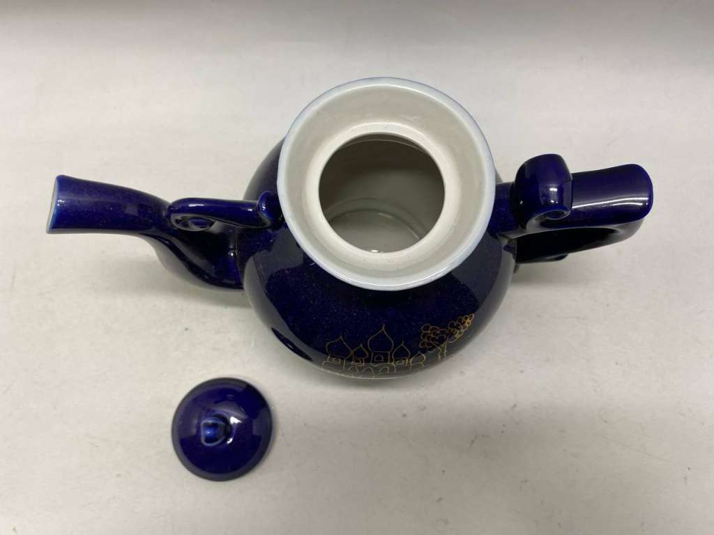 Чайник кобальт позолота Бронницы Возрождение СССР