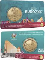 (07) Монета Бельгия 2021 год 2,5 евро "ЧЕ по футболу Бельгия-Голландия 2000"  Латунь  Coincard (Флам