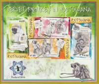 Блок марок Ботсвана 2016 год "Зеленых обезьяна, Chlorocebus pygerythrus Таиланд 03916", Гашеный