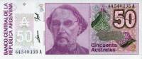 (,) Банкнота Аргентина 1989 год 50 аустралей "Бартоломе Митре"   UNC