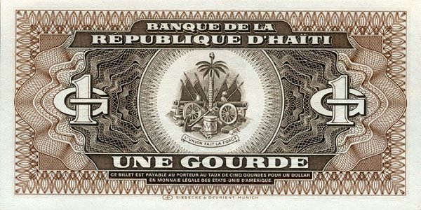  Банкнота Гаити 1987 год 1     UNC
