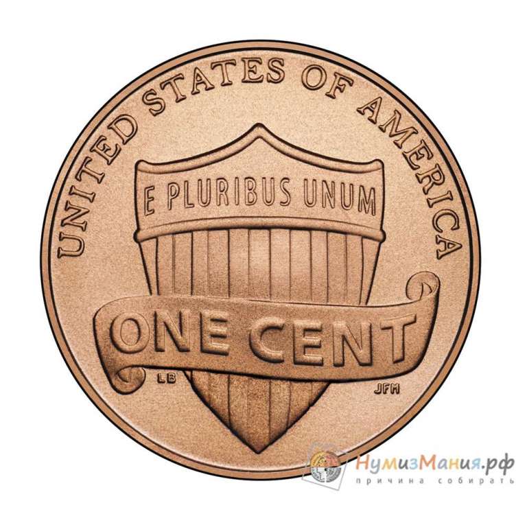 (2010d) Монета США 2010 год 1 цент   Авраам Линкольн, Щит Цинк, покрытый медью  UNC