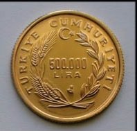 () Монета Турция 1993 год 500000 лир ""  Биметалл (Платина - Золото)  UNC