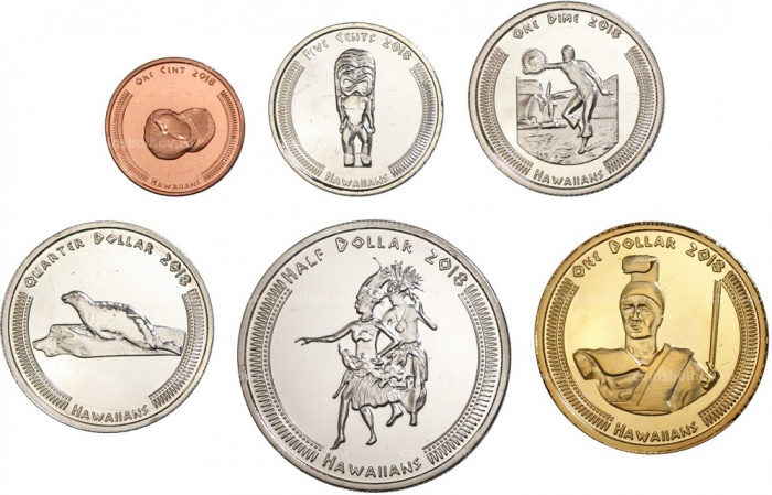 (2018, 6 монет) Набор монет США (Индейская резервация Гавайи) 2018 год    UNC