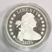 Реплика Монета США 1804 год 1 доллар Драпированный бюст  Серебрение  PROOF