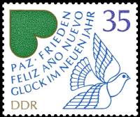 (1983-093) Марка Германия (ГДР) "Голубь (4)"    Новый год III O