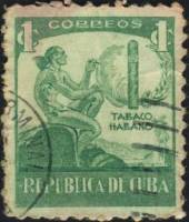 (№158) Марка Куба 1939 год "Индийский Сигарного табачного листа", Негашеная