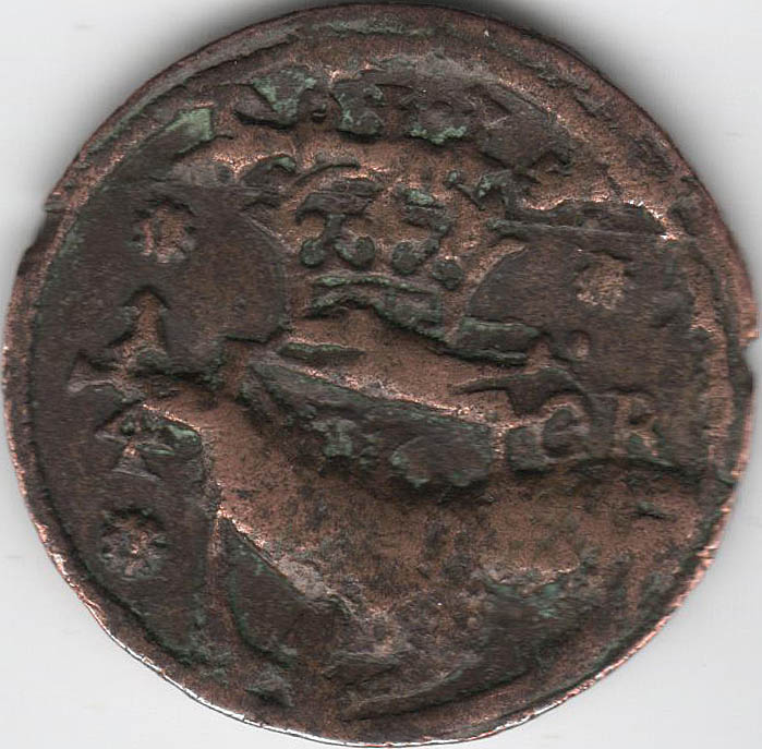 Монета Швеция 1/4 эре, 1633 год, VF