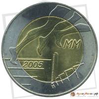 (002) Монета Финляндия 2005 год 5 евро "ЧМ по лёгкой атлетике" 1. Диаметр 35 мм. Биметалл  UNC