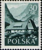 (1956-013b) Марка Польша "Без перфорации"   Туризм III O
