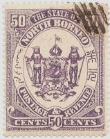 (№1894-59) Марка Северное Борнео 1894 год "Герб", Гашеная