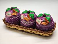 Набор для хранения чая кофе сахара 3 банки керамика в плетеной корзинке Бабочка на винограде новый