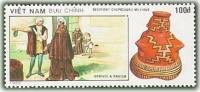 (1990-068a) Марка Вьетнам "Прибытие Колумба в Рабиду"  Без перфорации  500 лет открытия Америки III 