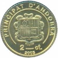 (№2005km246) Монета Андорра 2005 год 2 Cegrave;ntims (Пиренейская Серна)