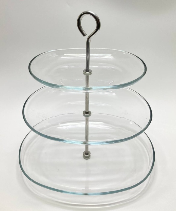 Фруктовница, стекло, металл, 3 яруса