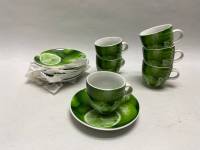Кофейный набор 6 чашек и 6 блюдец лайм