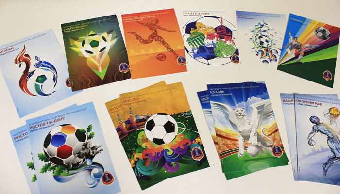 Коллекция открыток ЧМ по футболу 2018, на каждом спецгашение (14 штук, все на фото)