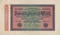 (1923) Банкнота Германия 1923 год 20 000 марок  2-й выпуск  UNC