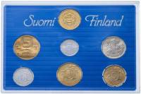 (1989, 6 монет+жетон) Набор монет Финляндия 1989 год    Футляр