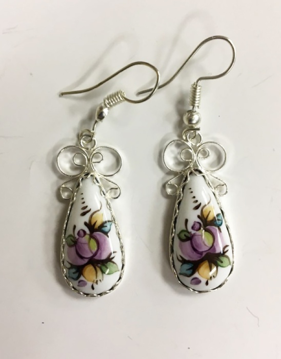 Серьги "Финифть", серебрение (сост. на фото)