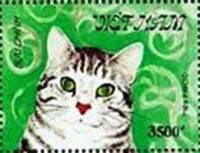 (1990-051b) Марка из блока Вьетнам "Домашняя кошка "    Кошки III Θ
