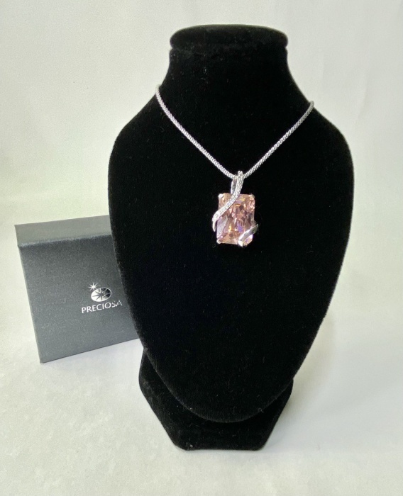 Подвеска на цеочке серебро 925 пр 11 гр цирконий Preciosa Чехия в подарочной коробке