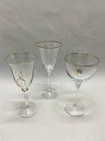 Бокалы для вина стекло, хрусталь, позолота 3 шт