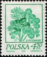 (1974-006) Марка Польша "Клевер"    Стандартный выпуск. Картины цветов Станислава Выспяньского  I Θ