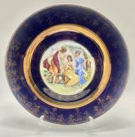 Тарелка фарфоровая кобальт с позолотой Мадона Чехословакия