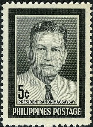 (№1957-614) Марка Филиппины 1957 год &quot;Рамон Магсайсай 19071957 политик и президент&quot;, Гашеная