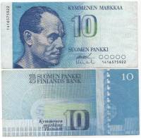 (,) Банкнота Финляндия 1986 год 10 марок "Пааво Нурми" Ollila - Vanhala  VF
