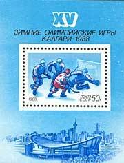 1988-004  Лист (8 м 2х4) СССР Лыжи  XV зимние Олимпийские игры Калгари III O