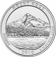 (005d) Монета США 2010 год 25 центов "Маунт-Худ"  Медь-Никель  UNC