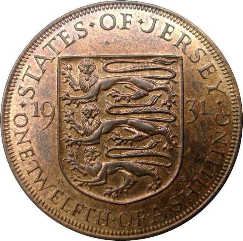 () Монета Остров Джерси 1931 год 1/12 шиллинга &quot;&quot;  Медь  UNC