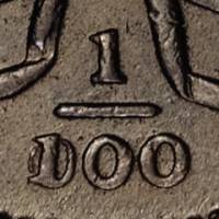 (1801, 1/000 исправлено) Монета США 1801 год 1 цент  4. Драпированный бюст  XF