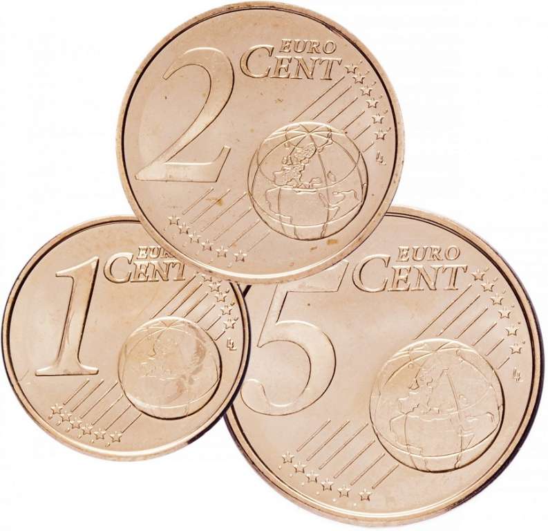(2015-2017, 3 монеты, 1, 2, 5 центов) Набор монет Евро Литва Смесь годов год &quot;Всадник&quot;   UNC