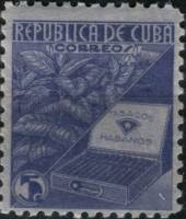(№160) Марка Куба 1939 год "Табак Сигары Завод", Негашеная
