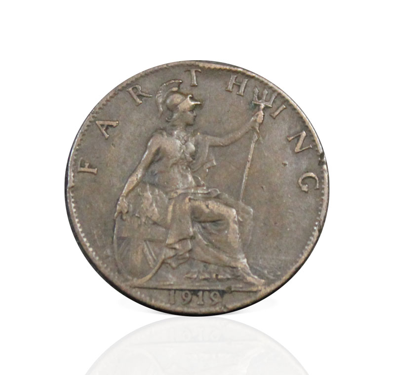 (1919) Монета Великобритания 1919 год 1 фартинг &quot;Георг V&quot;  Бронза  XF