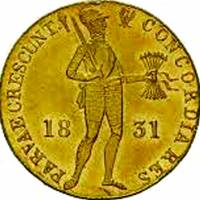 (1831, л/с польск. орёл в круг. надписи) Монета Польша 1831 год 1 дукат   Золото Au 983  UNC