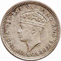 (1941) Монета Малайя 1941 год 5 центов "Георг VI"  Серебро Ag 750  UNC
