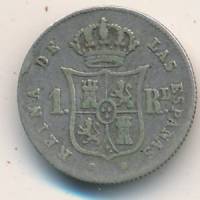 (№1852km598.1) Монета Испания 1852 год 1 Real (Барселона 8-конечная звезда)