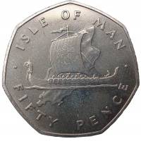 (1976) Монета Остров Мэн 1976 год 50 пенсов "Корабль викингов"  Медь-Никель  XF