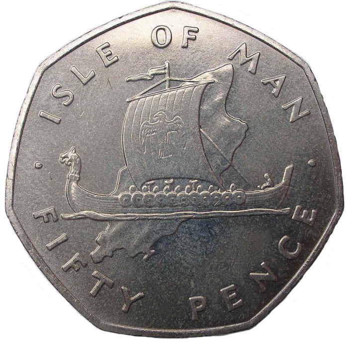 (1976) Монета Остров Мэн 1976 год 50 пенсов &quot;Корабль викингов&quot;  Медь-Никель  XF