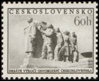 (1955-016) Марка Чехословакия "Памятник Сталину"    10-летие освобождения III Θ