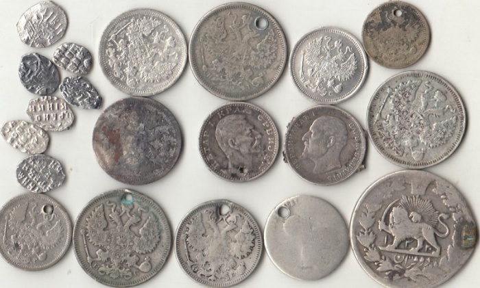 Монеты до 1917г.Россия серебро, 20 шт. 40 гр. (сост. на фото)