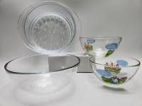 Салатники - миски  3 шт и дуршлаг толстое стекло