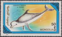 (1990-036) Марка Монголия "Серый дельфин"    Киты и дельфины III O