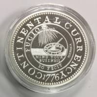 (Реплика) Монета США 1776 год 1 доллар "Континентальный доллар"  Серебрение  PROOF